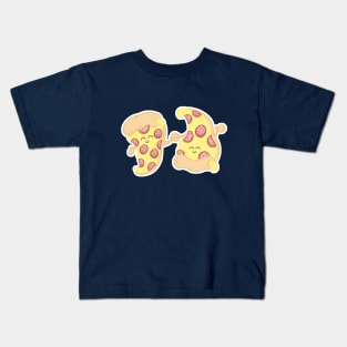 Cute Cartoon Pizza Slice Kawaii Characters Pepperoni Kids T-Shirt